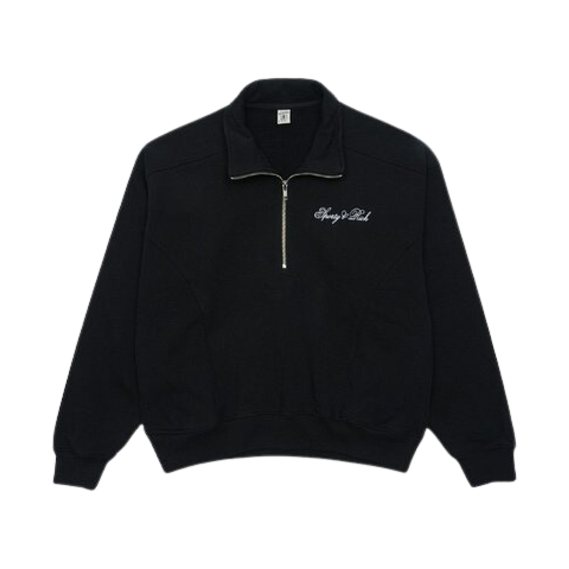 QZ851BK Sporty & Rich Logo Quarter Zip Black