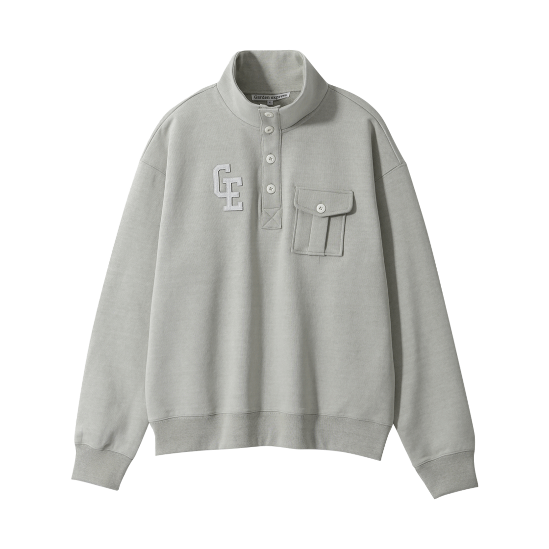 GETAA24001GRX Garden express Half-Neck Button-Up Sweatshirt light green