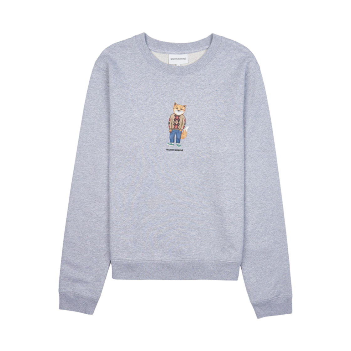 LW00309KM001-H120 (W) Maison Kitsune Dressed Fox Sweatshirt Light Grey Melange