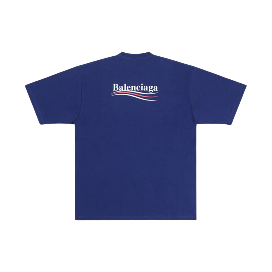 발렌시아가 폴리티컬 캠페인 티셔츠 라지 핏 퍼시픽 블루 화이트