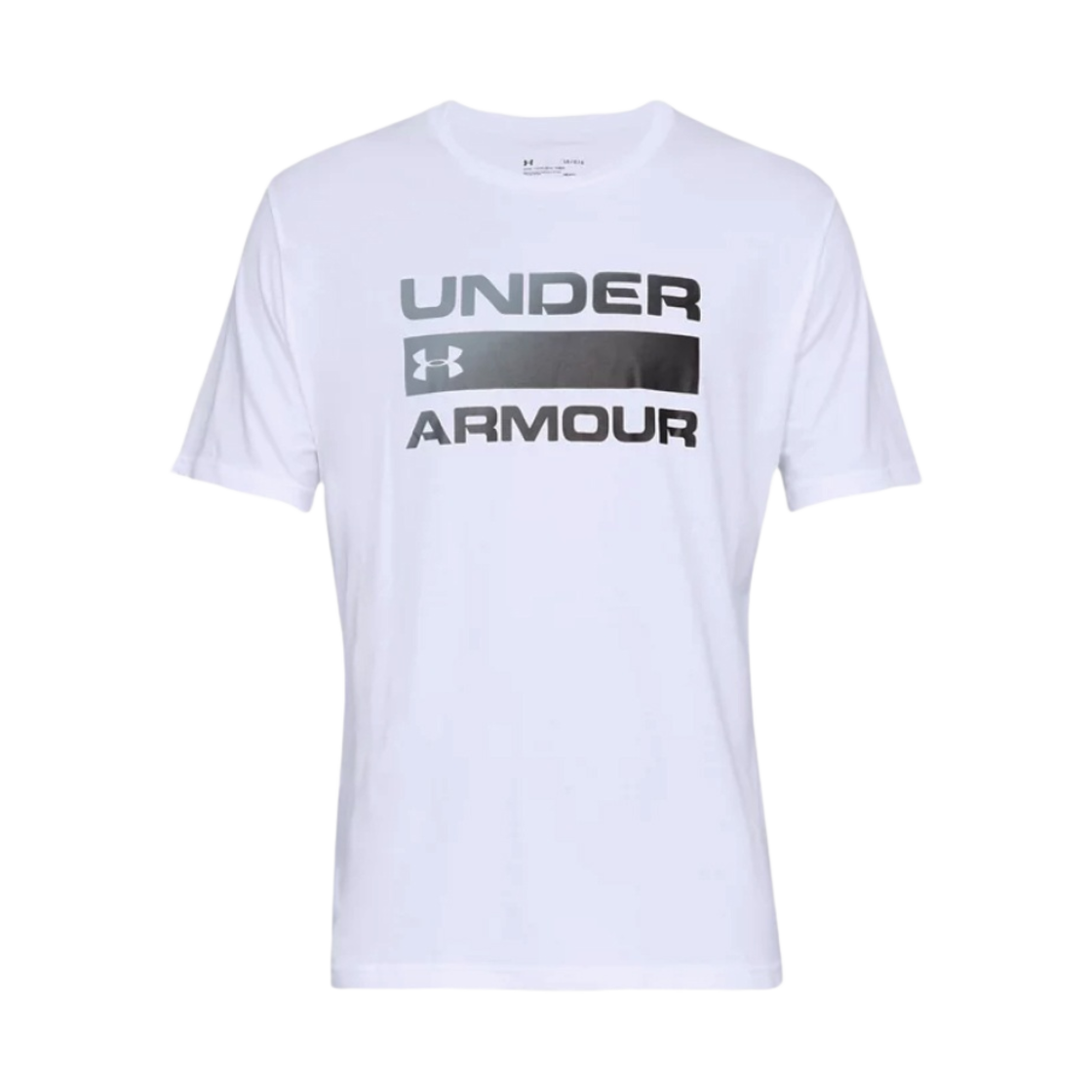 1329582-100 Under Armour Team Issue Wordmark Short Sleeve White Pitch Gray Black