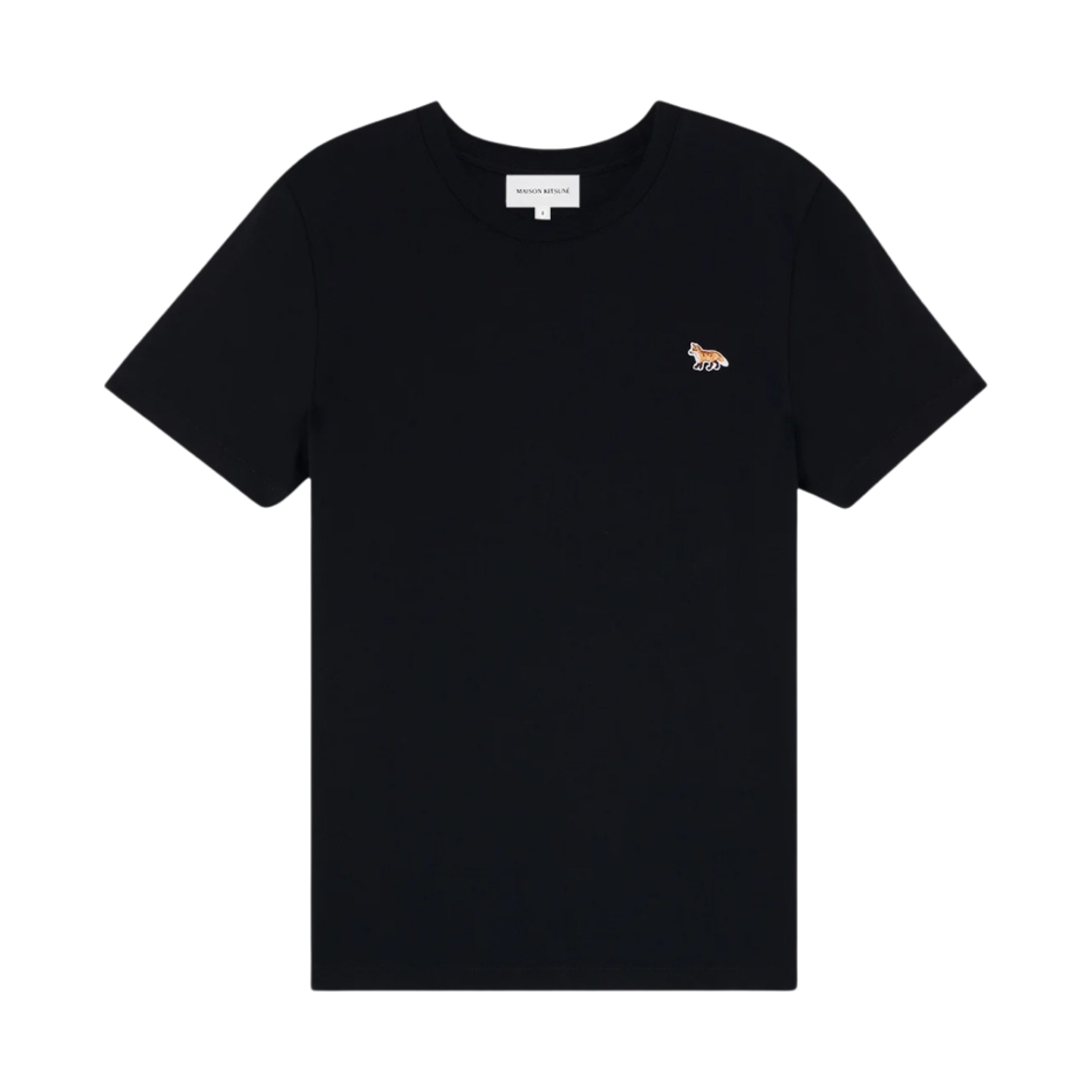 (W) 메종 키츠네 베이비 폭스 패치 레귤러 티셔츠 블랙((W) Maison Kitsune Baby Fox Patch Regular T-Shirt Black)