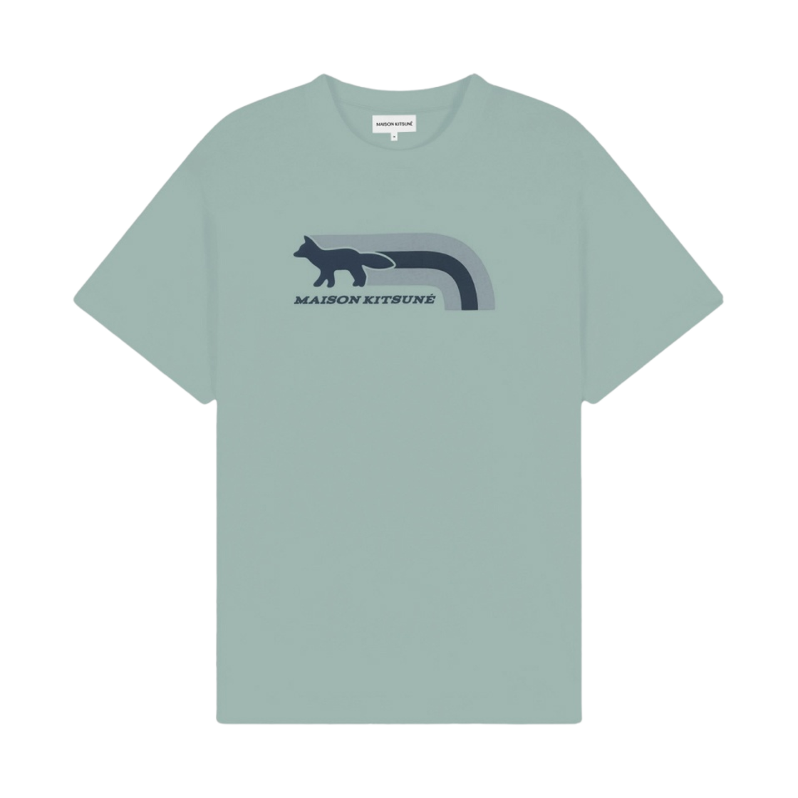 MM00113KJ0118-P417 Maison Kitsune Flash Fox Comfort T-Shirt Seafoam Blue