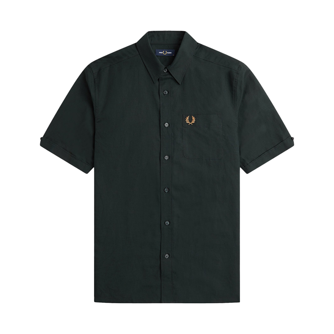 프레드페리 린넨 블렌드 숏 슬리브 셔츠 나이트그린
