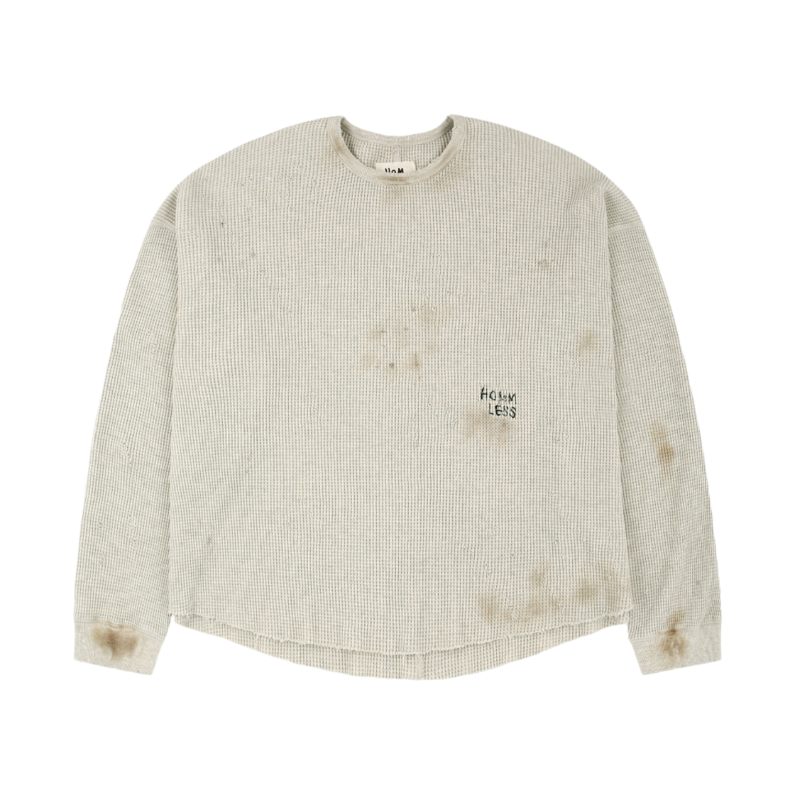 홈리스 헤비 와플 롱슬리브 데미지드 에크루(Hommless Heavy Waffle LS T-Shirt Damaged Ecru)