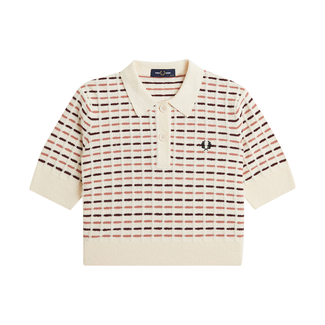 프레드페리 우먼스 부클 니트 폴로 셔츠 실키피치(Fred Perry Womens Boucle Knitted Polo Shirt Silky Peach) - 1