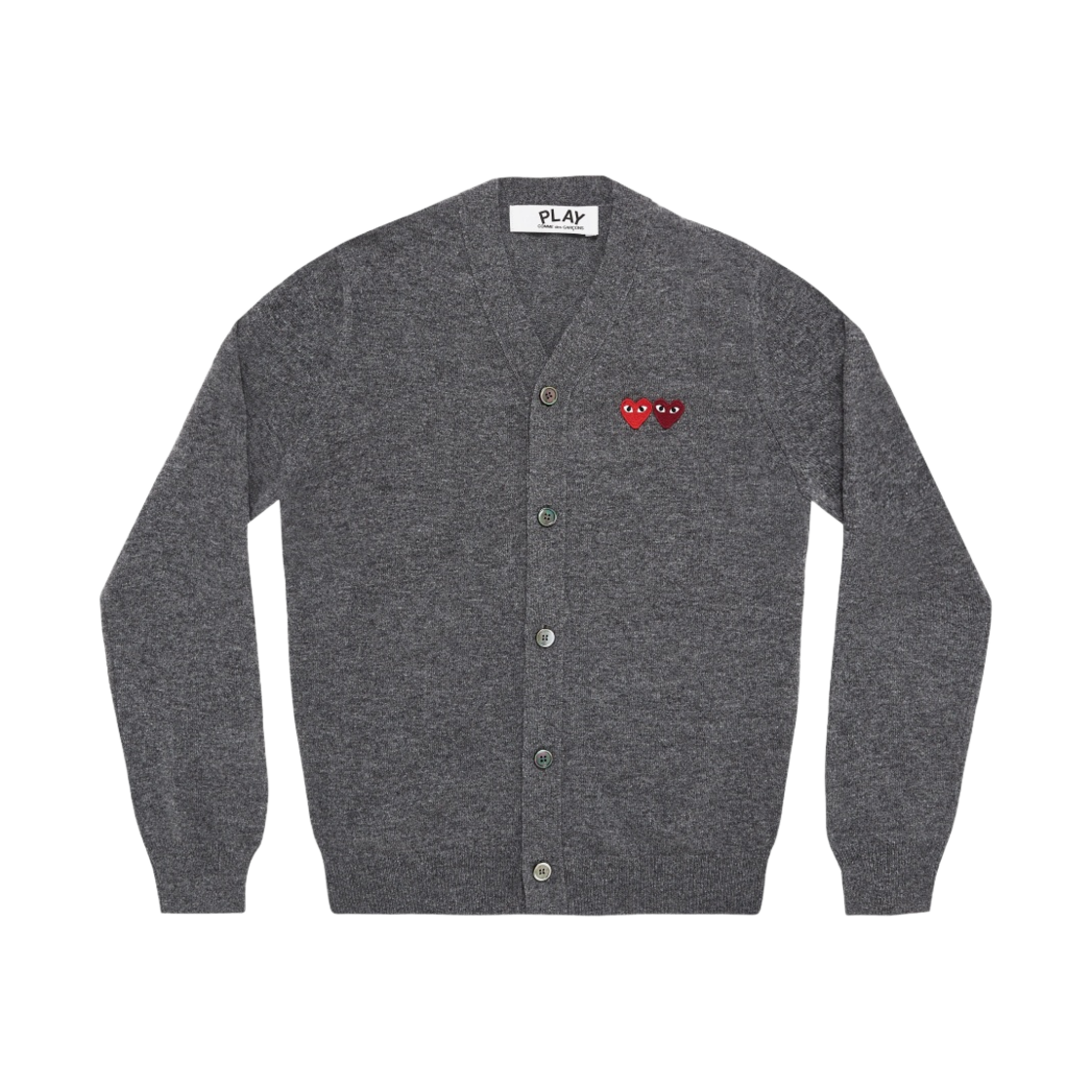 플레이 꼼데가르송 더블 하트 가디건 그레이(Play Comme des Garcons Double Heart Cardigan Grey)