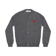 Play Comme des Garcons Double Heart Cardigan Grey