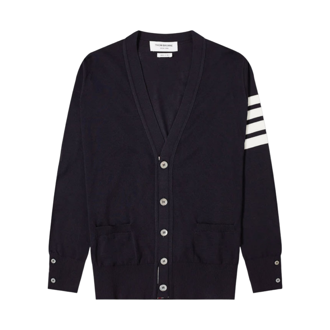 MKC002A-Y1014-415 Thom Browne Sustainable Fine Merino Wool 4-Bar Classic Cardigan Navy