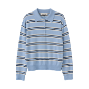 General Idea woman multi stripe loose collar knit blue