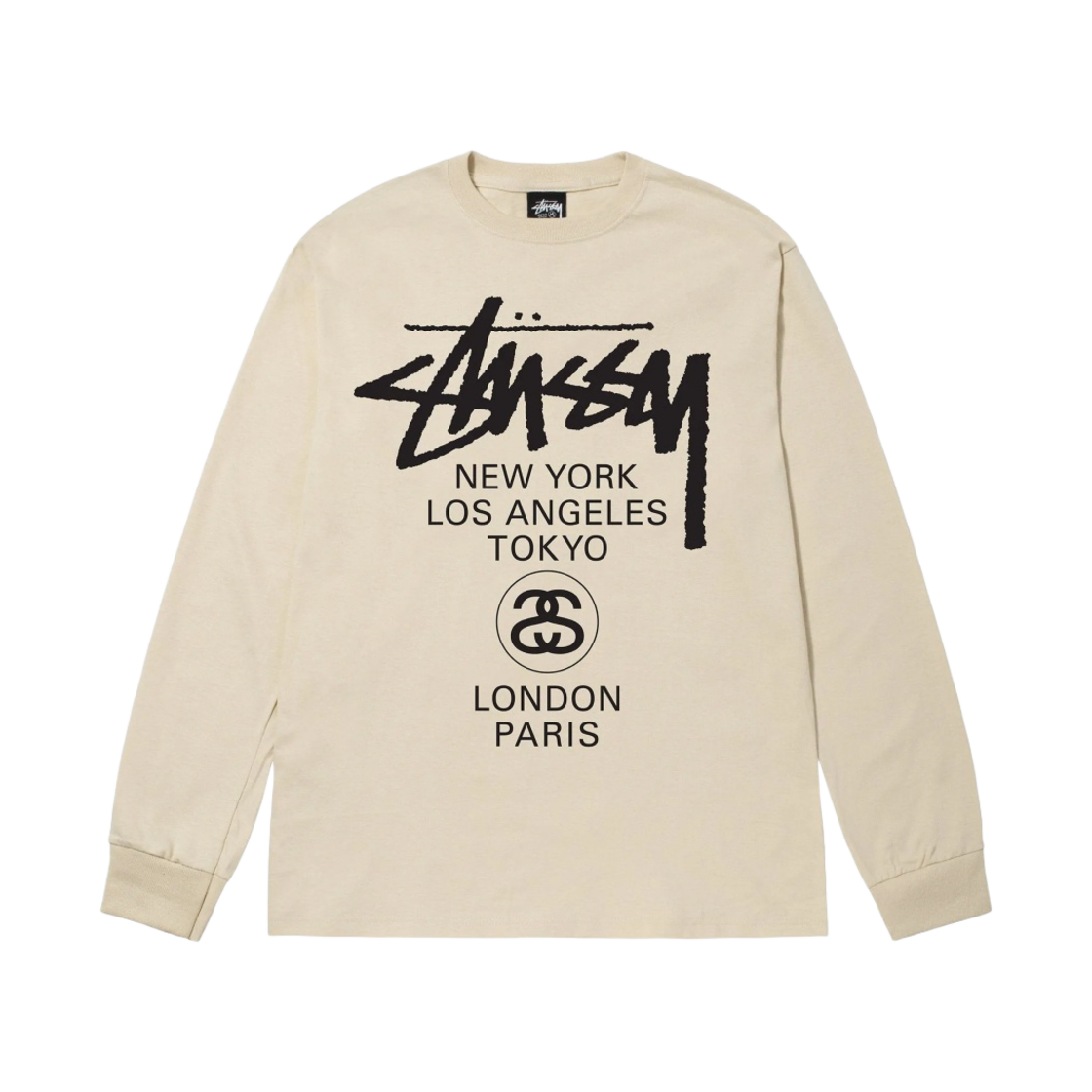 ★韓国の人気★【STUSSY】★World Tour LS T-Shirt Fog 2024★ 스투시 월드투어 롱슬리브 티셔츠 포그 2024 | Stussy | KREAM