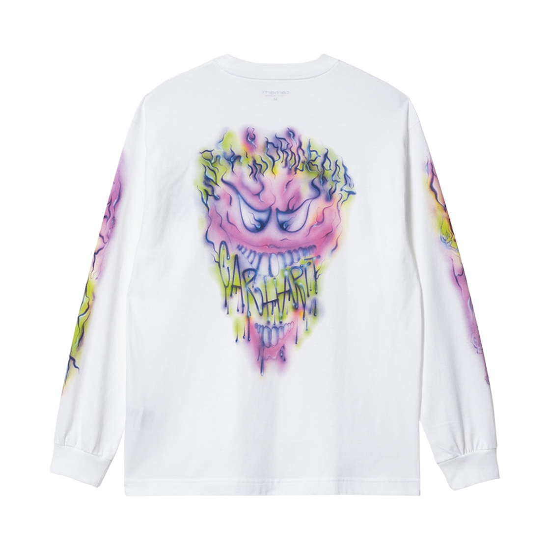 I032125-02-XX Carhartt WIP Babybrush Grin Long Sleeve T-Shirt White
