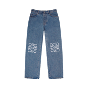 Loewe Anagram Baggy Jeans In Denim Mid Blue Denim