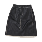 Perverze Women Washed Leather Skirt - 25SS
