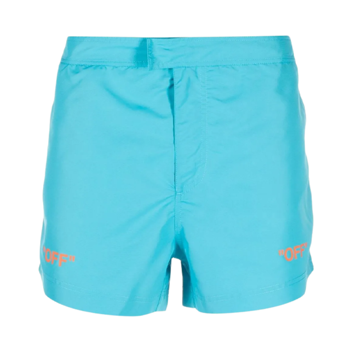 OMFD002S23FAB0014320 Off-White Off Text Swim Shorts Blue