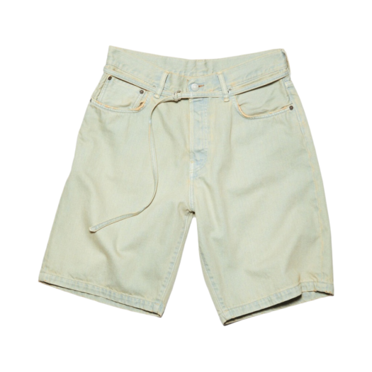 BE0128-BWL Acne Studios Loose Fit Denim Shorts Pale Yellow Pale Blue