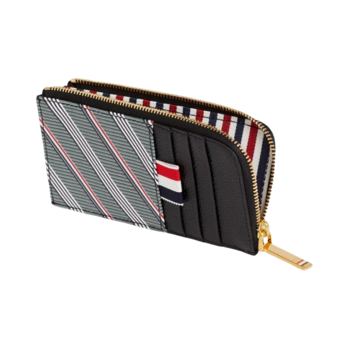 톰브라운 모노그램 코티드 캔버스 하프 집 어라운드 지갑 미디움 그레이(Thom Browne Monogram Coated Canvas Half Zip Around Wallet Medium Grey) - 3