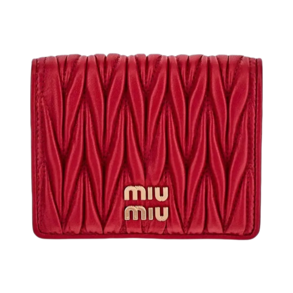미우 미우 마테라쎄 나파 가죽 반지갑 레드(Miu Miu Matelasse Nappa Leather Wallet Red)