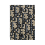 Dior Bi Fold Card Holder Beige Black Dior Oblique Jacquard
