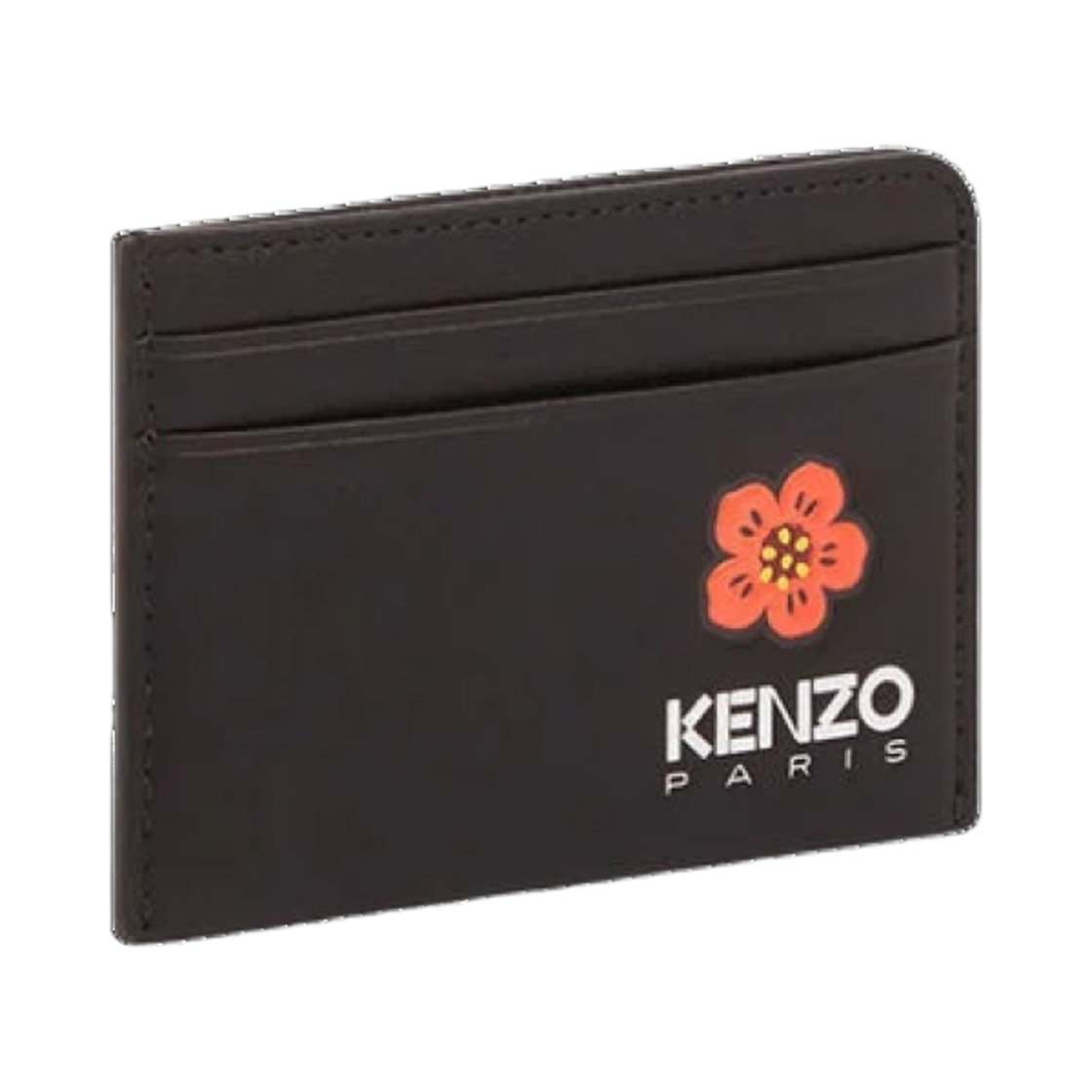 FC65PM400L42-99 Kenzo Boke Flower Crest Leather Card Holder Black