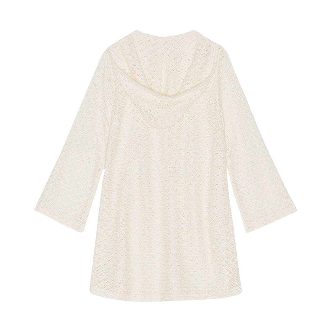 (W) 가니 메쉬 레이스 후드 미니 드레스 에그렛((W) Ganni Mesh Lace Hoodie Mini Dress Egret) - 2