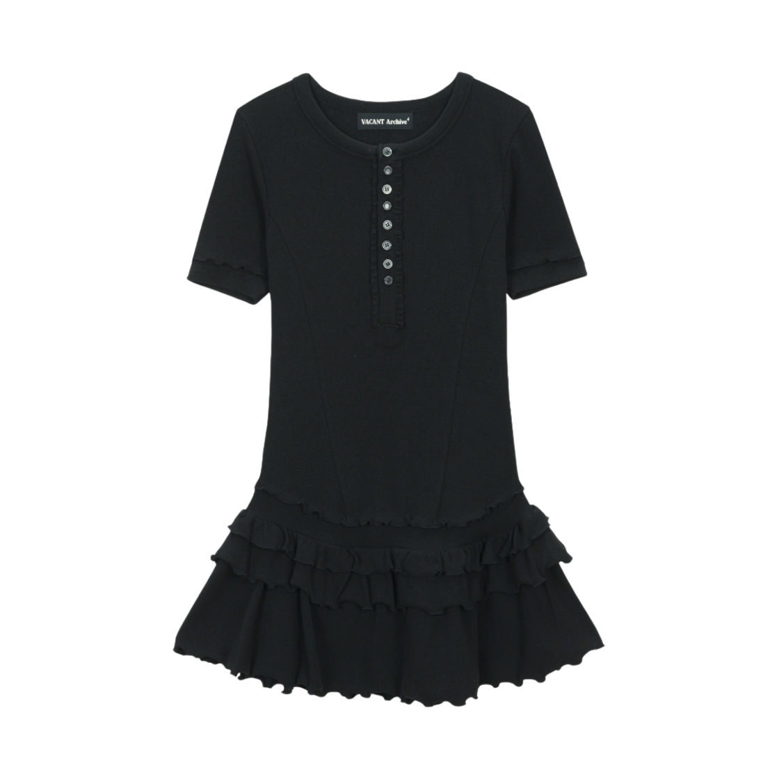 베이컨트 아카이브 포니아 프릴 레이어드 원피스 라이트 블랙