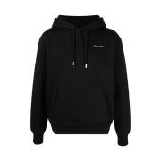 Jacquemus Le Sweatshirt brode Embroidered logo hoodie Black