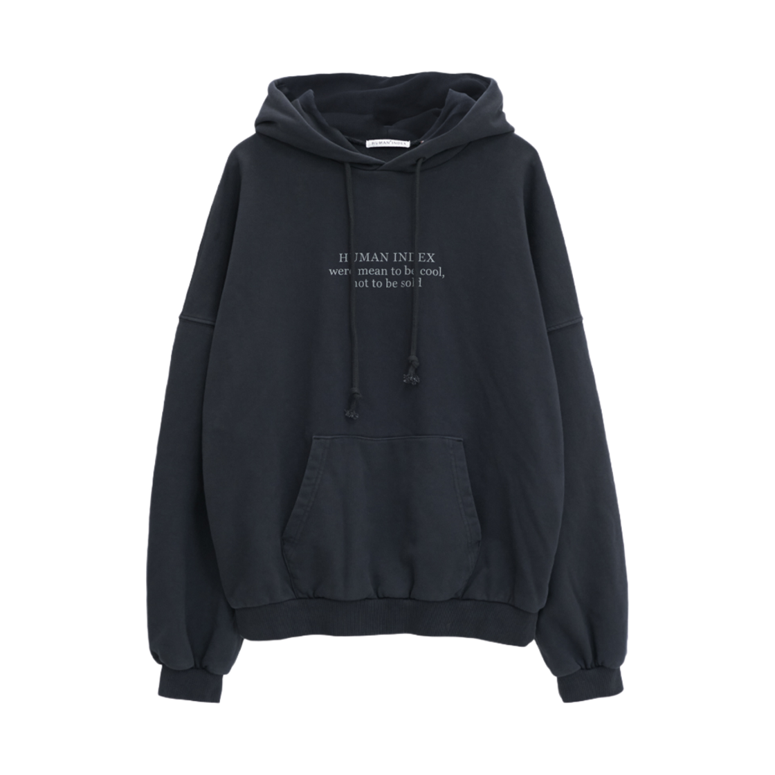 HM4EHD0603IW Polyteru Human Index Human Loosed Sweat Hoodie Lettering Washed Ink