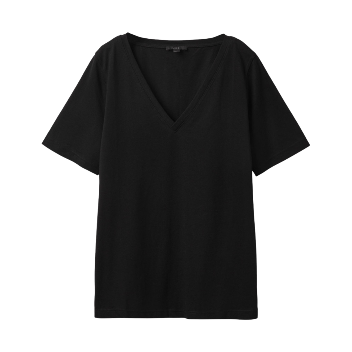(W) 코스 브이넥 티셔츠 블랙((W) COS V-Neck T-Shirt Black) - 1