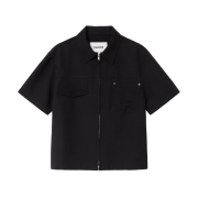 Haleine Cropped Stripe Zip Shirt Black