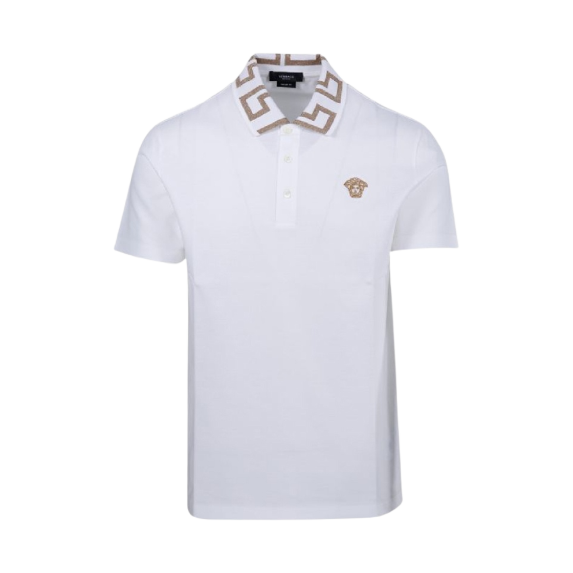 베르사체 그레카 숏슬리브 폴로 셔츠 화이트(Versace Greca Short Sleeve Polo Shirt White)