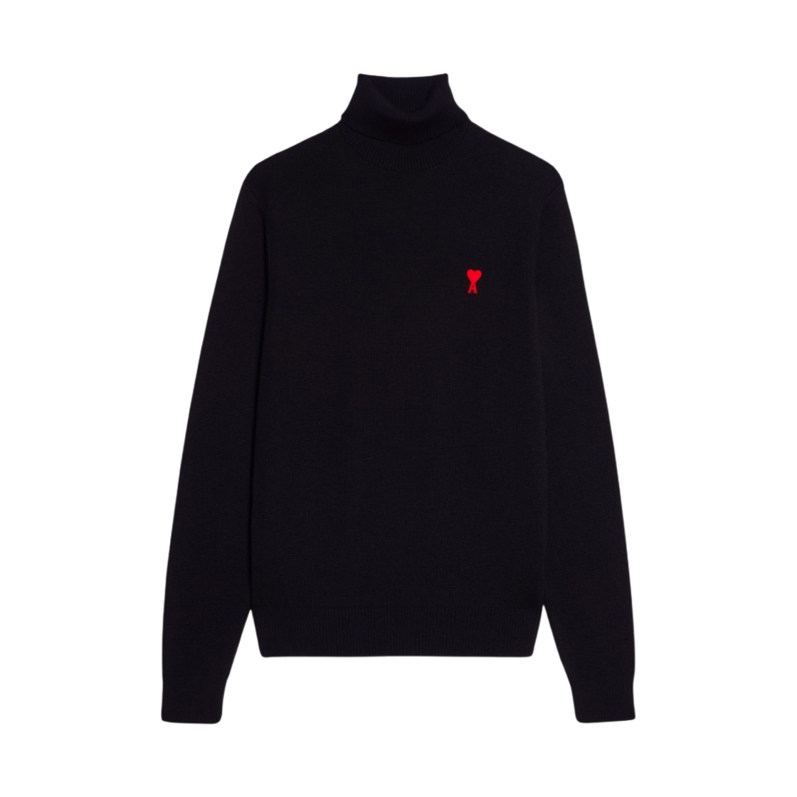 아미 스몰 하트 로고 터틀넥 스웨터 블랙