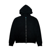 Undermycar Floral Safety Pin Assassin Velvet Yarn Knit Zipped Hoodie Black - 25SS