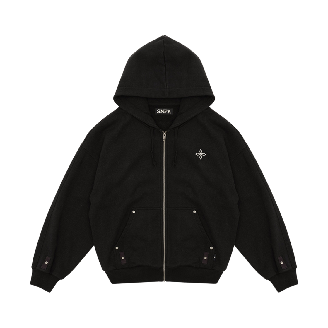 (W) 에스엠에프케이 컴패스 클래식 크로스 후드 자켓 블랙((W) SMFK Compass Classic Cross Hoodie Jacket Black)