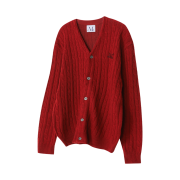 MUCENT Helmsley V-neck Cable Knit Cardigan Red