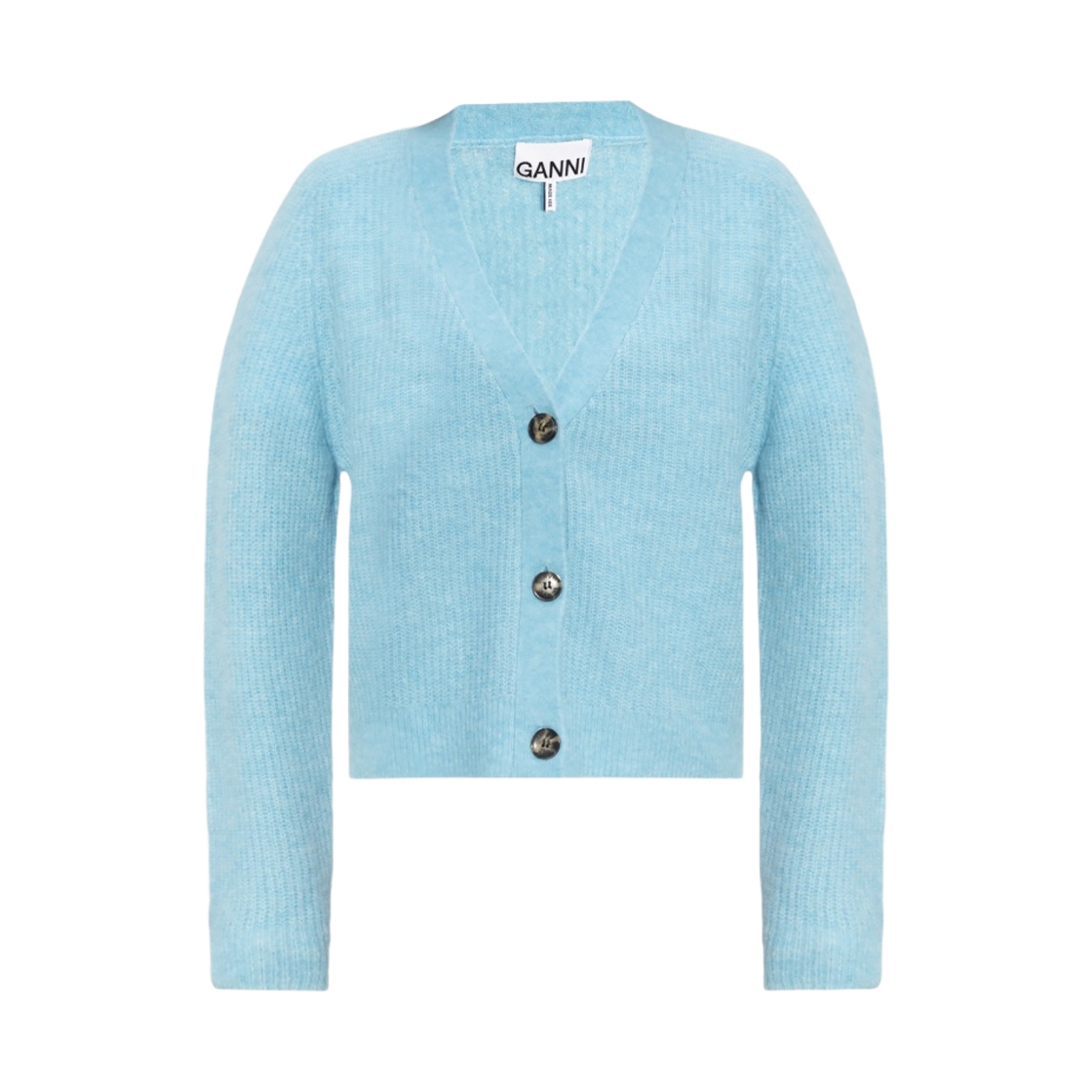 (W) 가니 소프트 울 니트 가디건 바첼러 블루((W) Ganni Soft Wool Knit Cardigan Bachelor Blue) - 1
