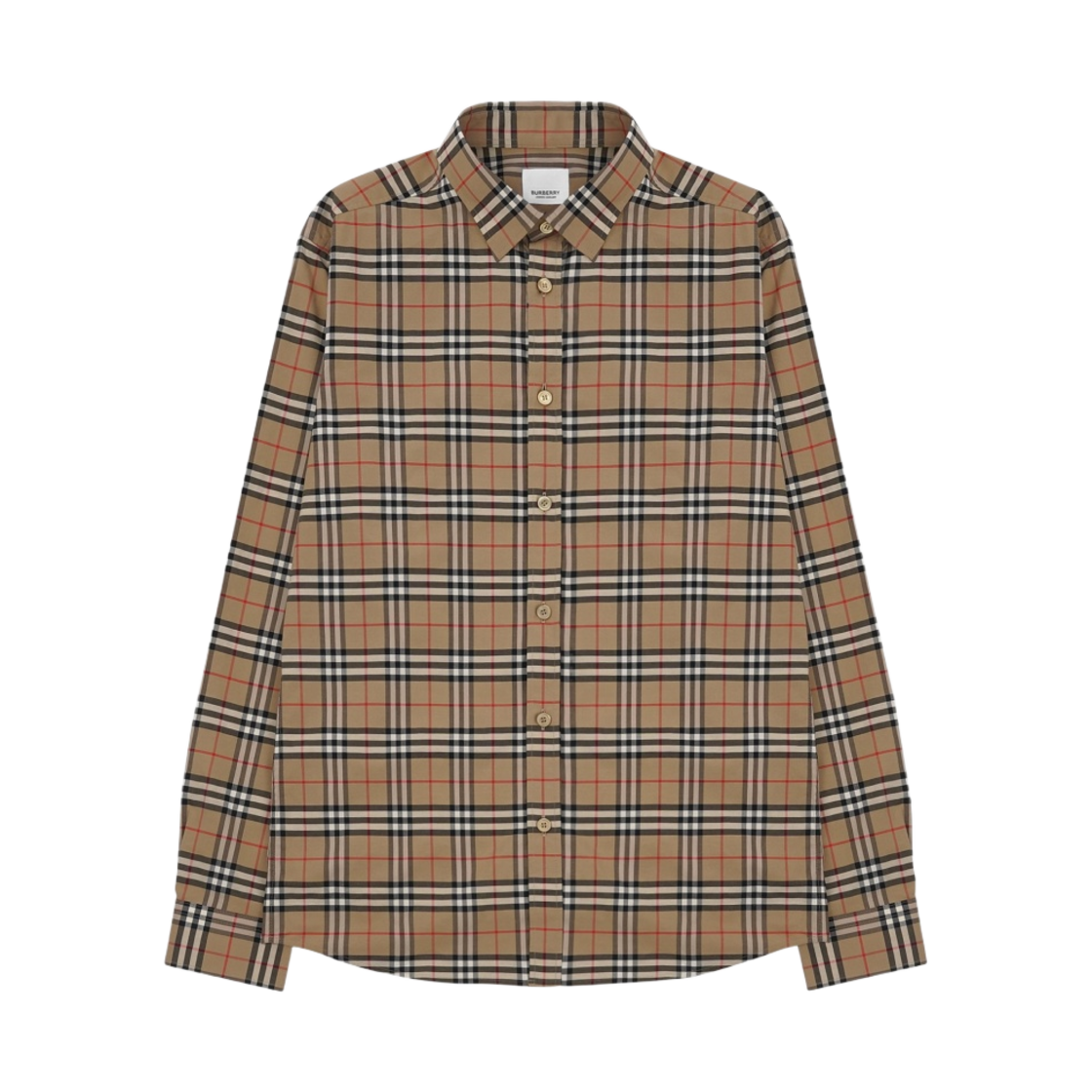 8020966 Burberry Small Scale Check Stretch Cotton Shirt Archive Beige