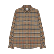 Burberry Small Scale Check Stretch Cotton Shirt Archive Beige