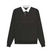 Essentials Waffle Henley Rugby Off-Black - 23SS