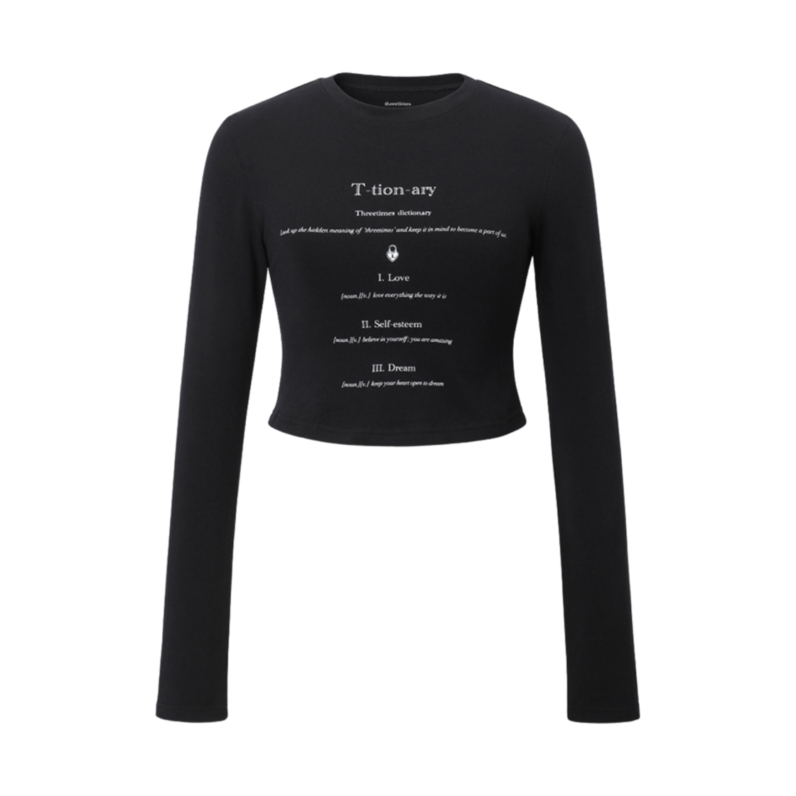 (W) 쓰리타임즈 티셔너리 티셔츠 블랙((W) Threetimes T-Tionary T-Shirt Black) - 1