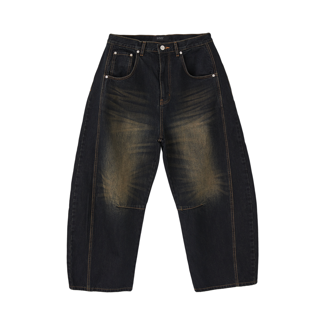 하이투 배럴핏 와이드 데님팬츠 다크 블루(HYII Barrel Fit Wide Jeans Dark Blue)