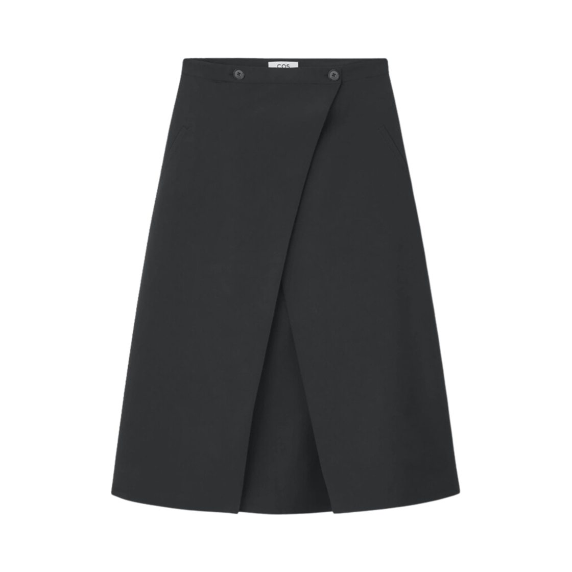 (W) 코스 테일러드 울 미디 랩 스커트 블랙((W) Cos Tailored Wool Midi Wrap Skirt Black)