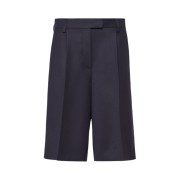 (W) Prada Gabardine Bermuda Shorts Navy