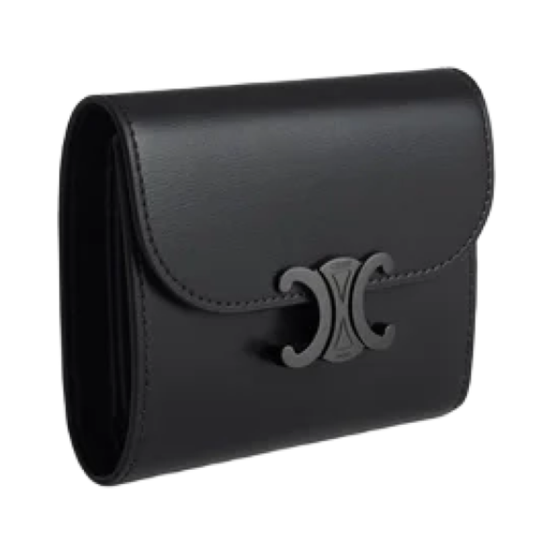 셀린느 스몰 플랩 월렛 트리옹프 샤이니 카프스킨 블랙(Celine Small Flap Wallet Triomphe in Shiny Calfskin Black) - 2