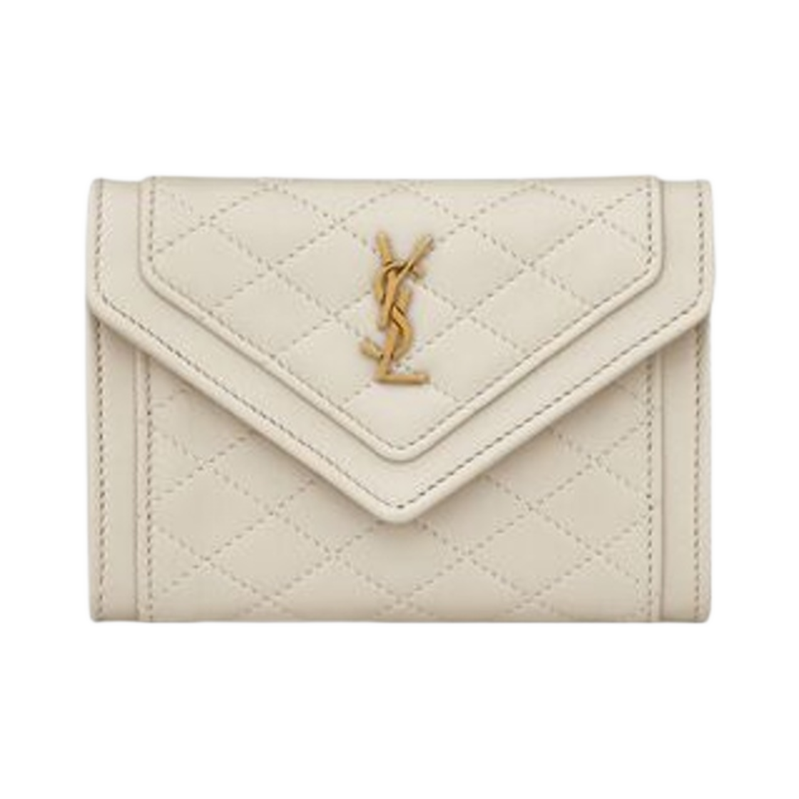 생로랑 가비 스몰 엔벨로프 월렛 퀼티드 램스킨 빈티지 화이트(Saint Laurent Gaby Small Envelope Wallet in Quilted Lambskin Vintage White) - 1