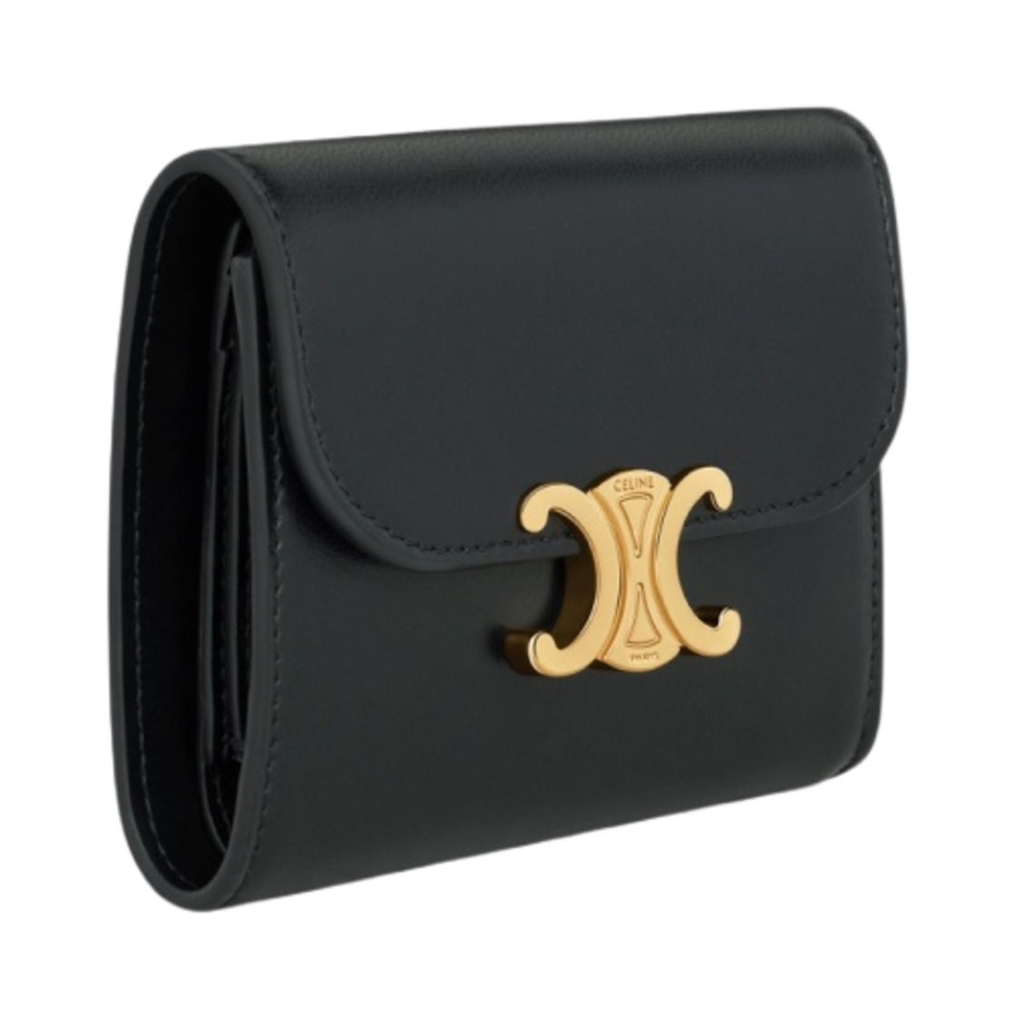 10D783DPV-38NO Celine Small Wallet Triomphe in Shiny Calfskin Black - #2