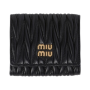 Miu Miu Small Matelasse Nappa Leather Wallet Black