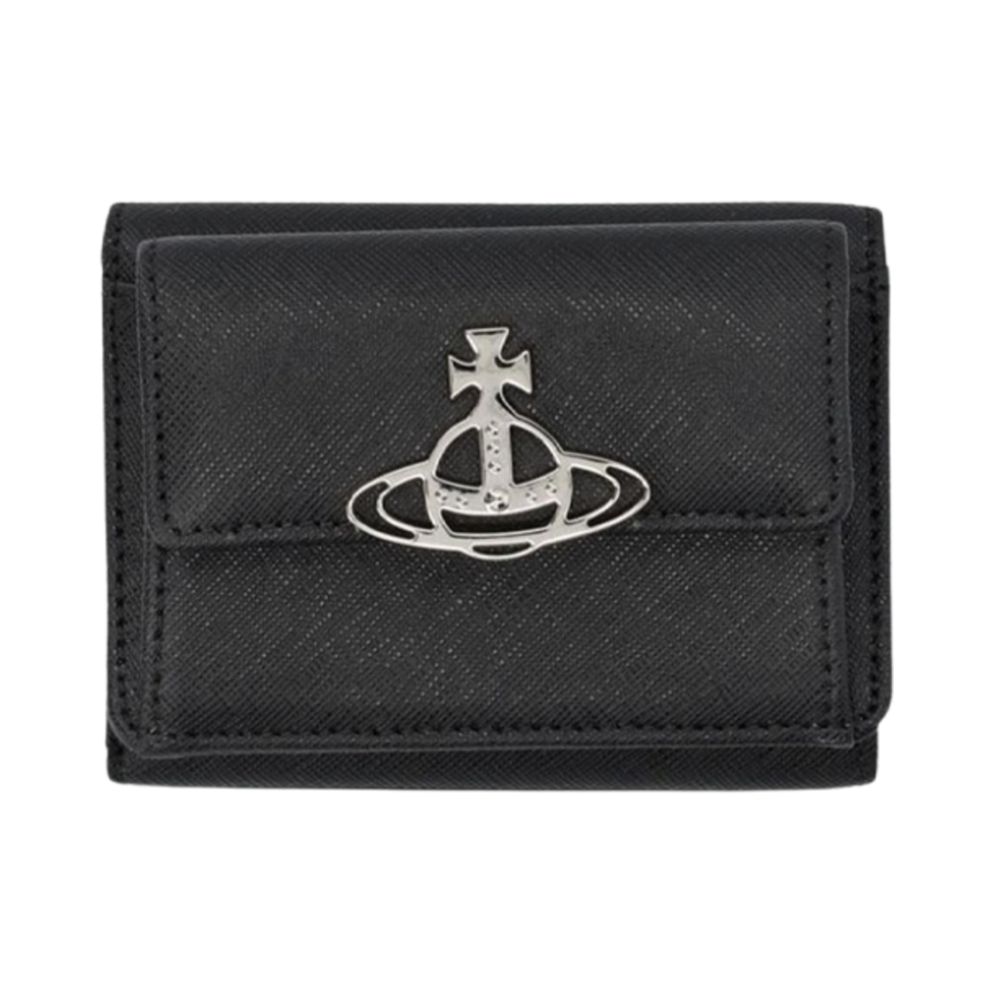 비비안 웨스트우드 사피아노 바이오그린 오브 플랩 월렛 블랙(Vivienne Westwood Saffiano Biogreen Orb Flap Wallet Black)