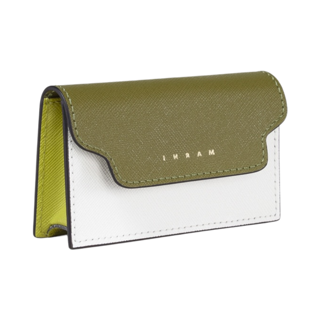 PFMOT05U09-LV520-Z502N Marni Saffiano Business Card Case Olive Lily White Lime - #3
