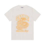 (W) Ganni Orange Relaxed T-Shirt Egret